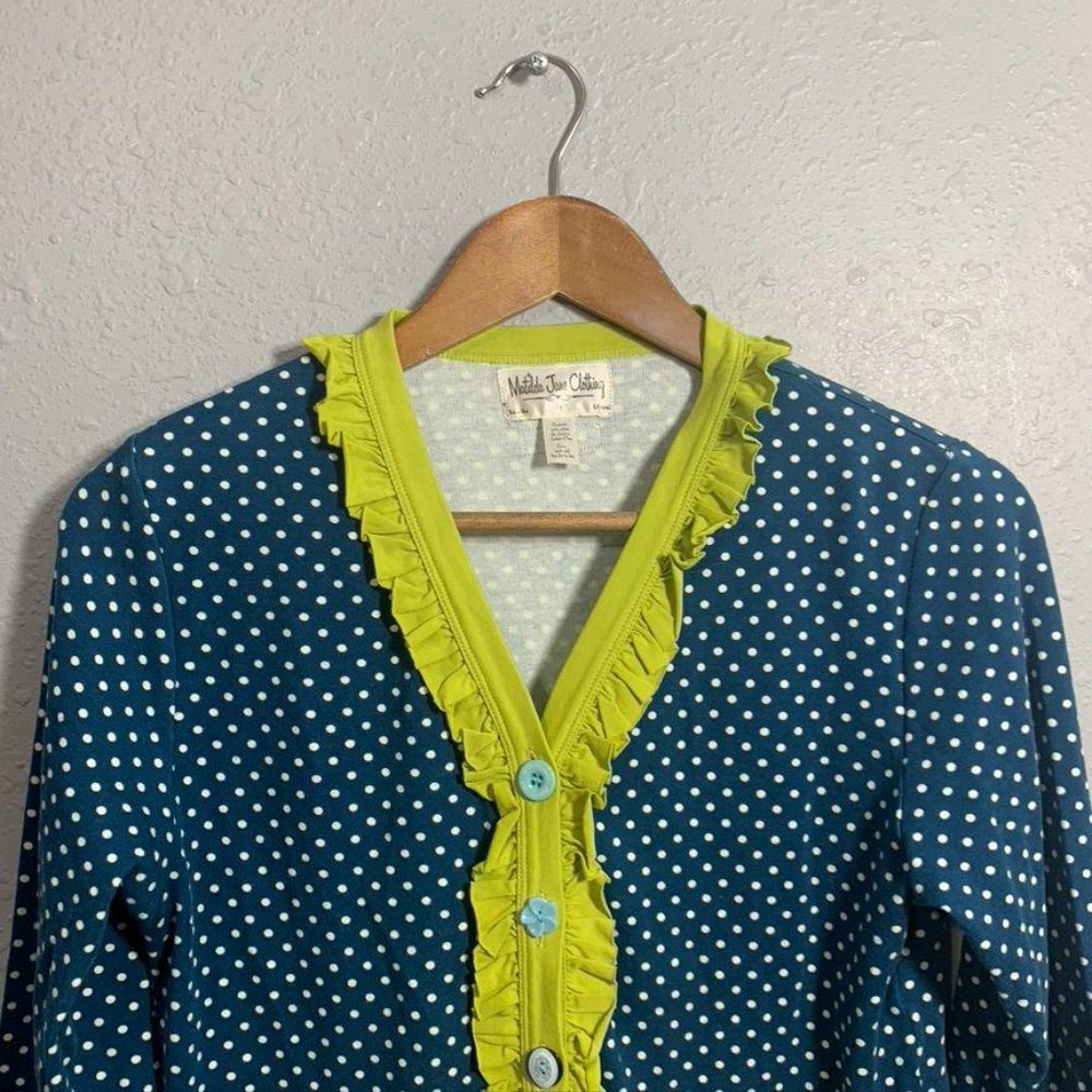 Matilda Jane Polka Dot Ruffle Button Down Cardigan - Picture 2 of 7